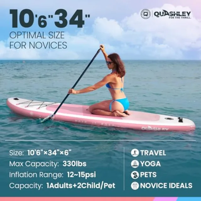 All Around Inflatable Stand Up Paddle Board for Beginners 34 Inch Wide Durable PVC Material Blue/Gray Lightweight Portable with