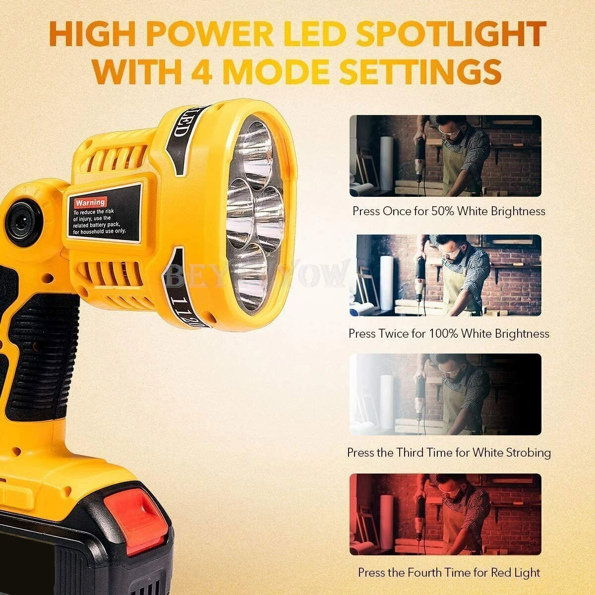1120LM Flashlight LED Work Light For DeWalt 20V MAX XR Li-Ion Battery with USB P