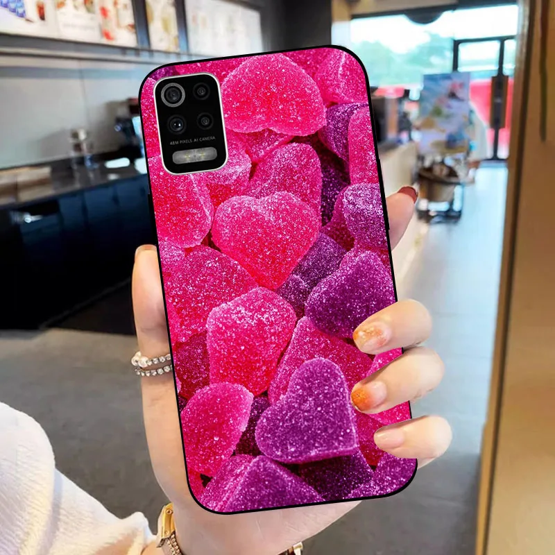 Elegant Black Silicone TPU Phone Case with Fashion Flower Design