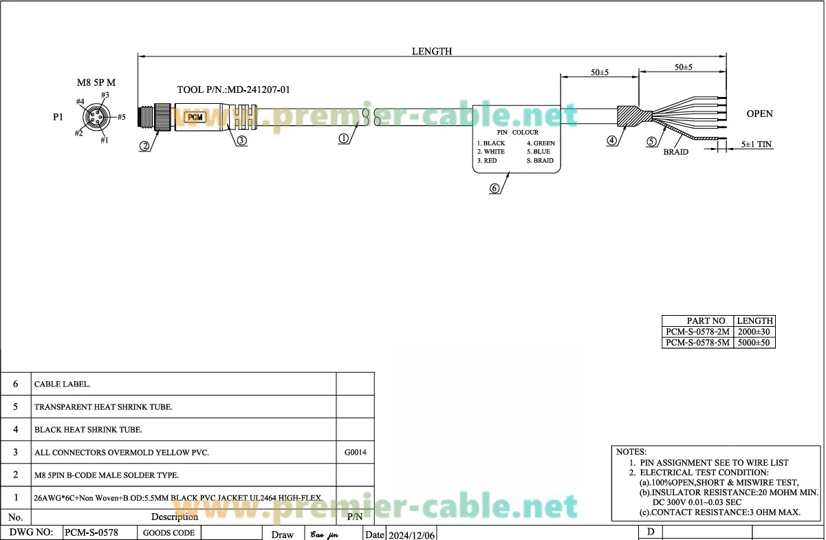 M8 5Pin B Code GPIO Power I/O Trigger Kabel High Flex Industrie Kamera Kabel CCB-M8IO-02 CCB-M8IO-05 Kompatibel Cognex in Sight – Detail 1