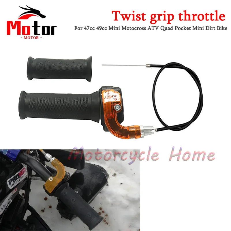 Poignée Guidon Moto Avec Câble Accélérateur 3 Niveaux - Compatible 47cc 49cc Mini Dirt Bike Quad