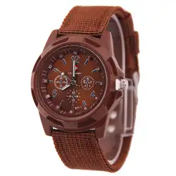 Men's Quartz Watch with Nylon Canvas Strap - Casual Sports Wristwatch (Brown)