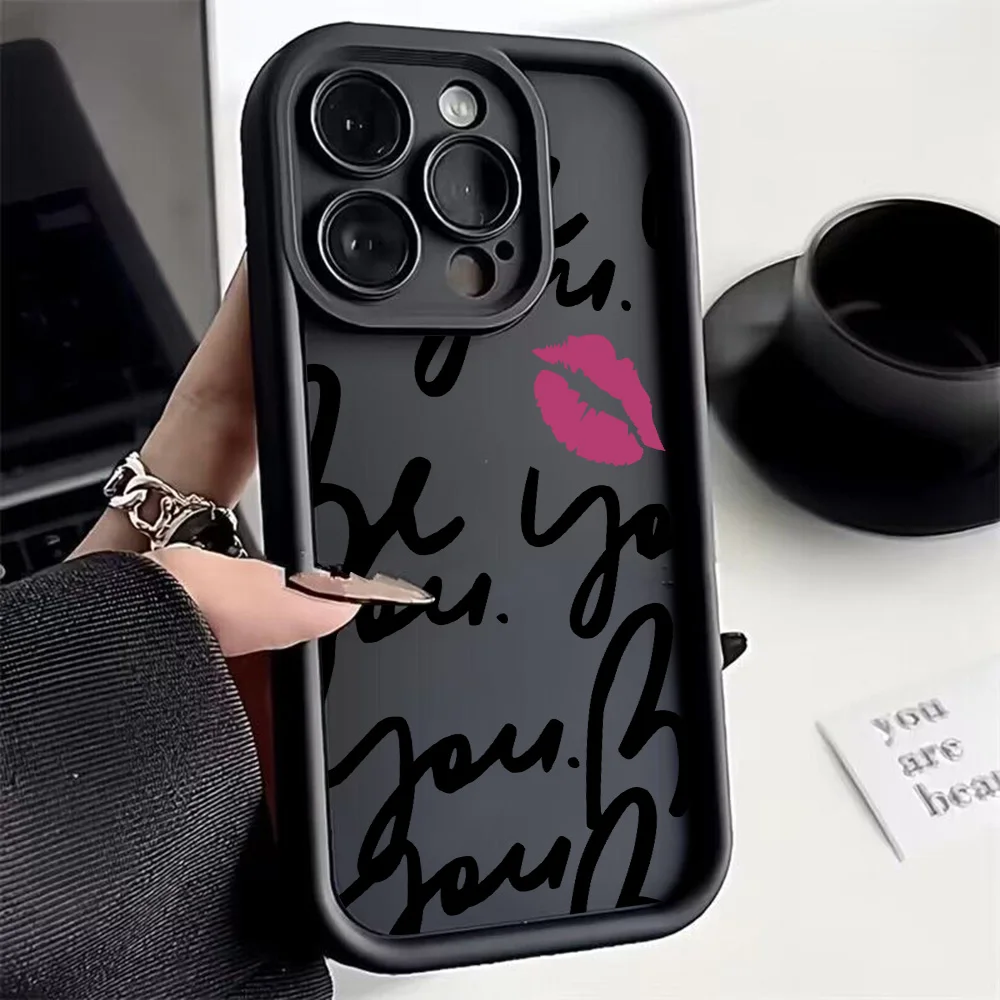 English Writing Lip Print Phone Case