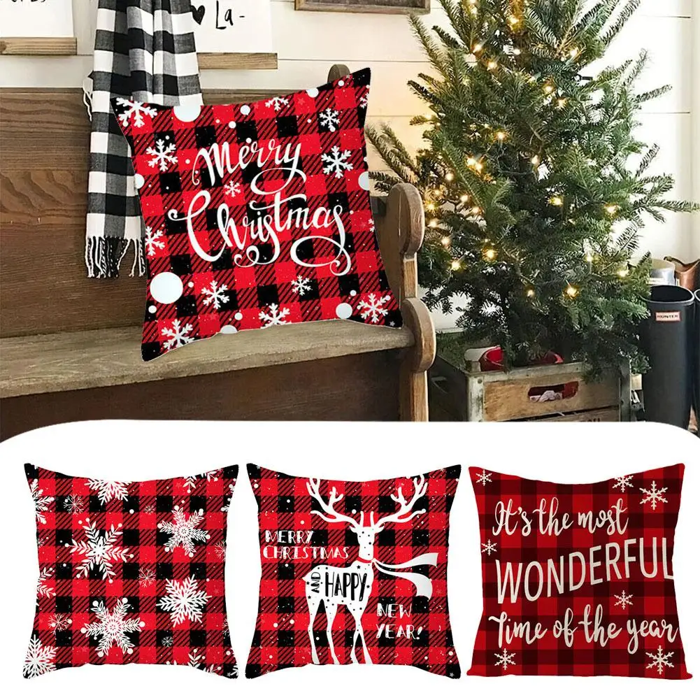 

45cmx45cm 2024 Christmas Pillowcase Home Decorative Year Cushion Room Ornaments Sofa Pillow Covers Living Cover New Elk Xma C8C3