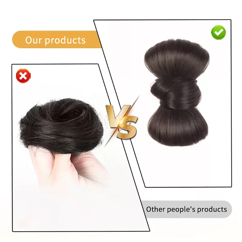 Coda di cavallo sintetica a chignon, parrucca soffice con clip, accessori per capelli per feste, extension finta a coda di cavallo per donna - immagine 4