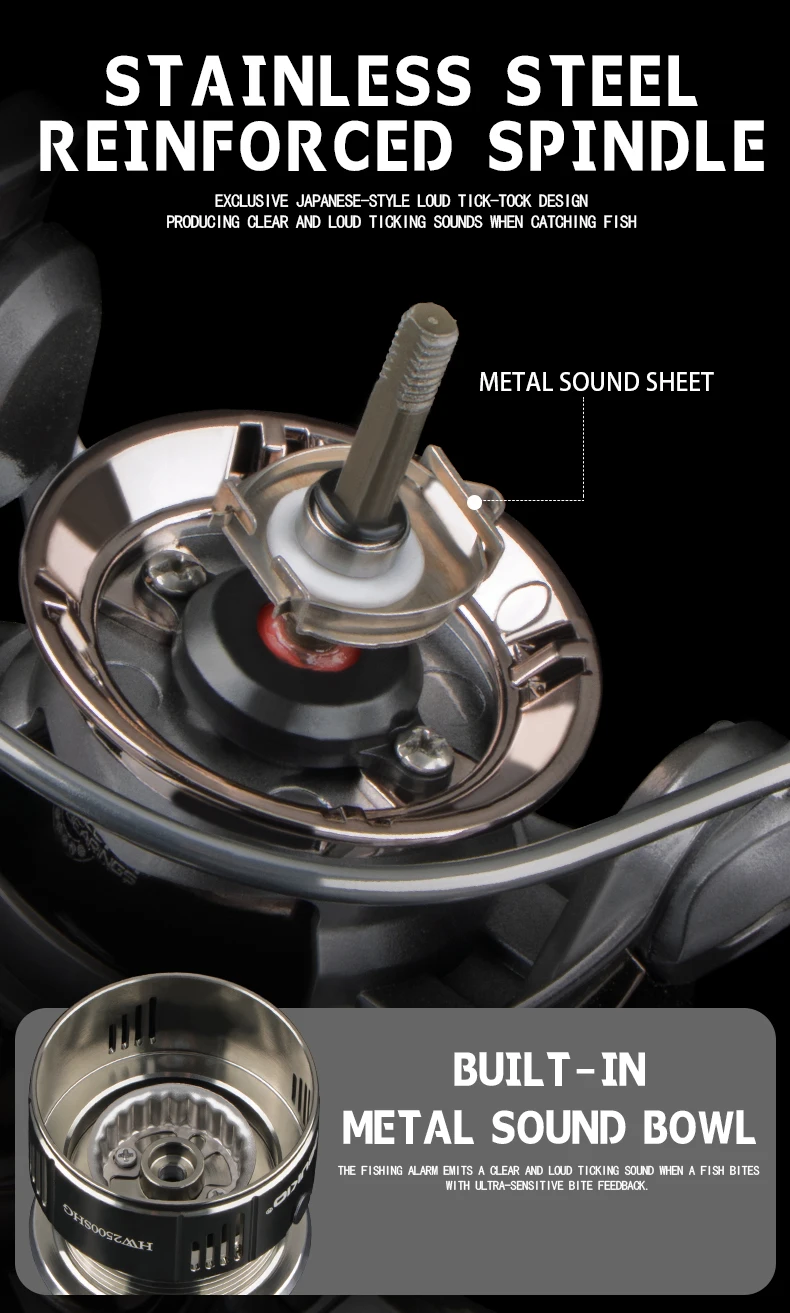DEUKIO Angelrolle mit Doppelgriff, 7+1BB, 5,2:1, maximale Zugkraft 6 kg, CNC-Metallspule, Griff für Salzwasser- und Süßwasserfischen – Detail 4