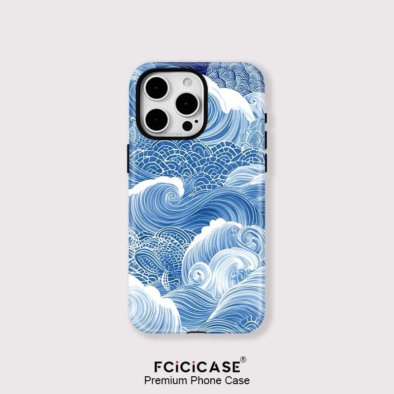 Shockproof Sea Wave Back Cover with MagSafe Compatibility