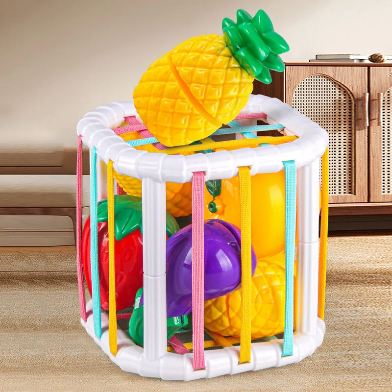 2 in 1 Montessori Baby Toys Cut Fruit Sensory Development Learning Educational Toy Colorful Block Sorting Game for Babies Infant