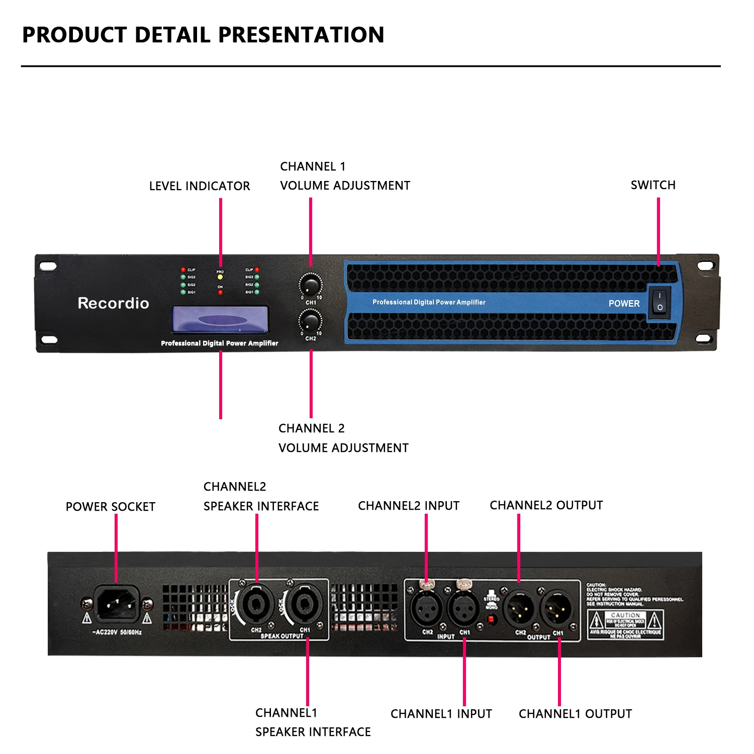 GAP-S1700 Recordio Digital Professional Factory Price Digital Amplifier 1.5U 2*600W New Design with Display for DJ Stage Use