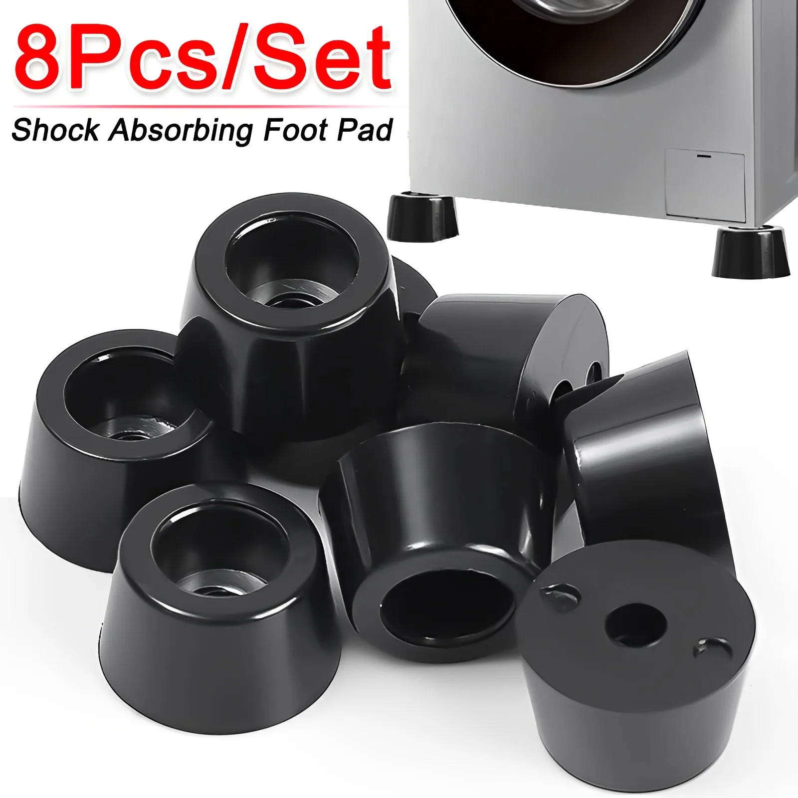 Description Picture 4 of item8Pcs Washing Machine Shock-absorb Rubber Foot Pad Cabinet Bed Table Box Conical Rubber Shock Pad Floor Protector Furniture Parts