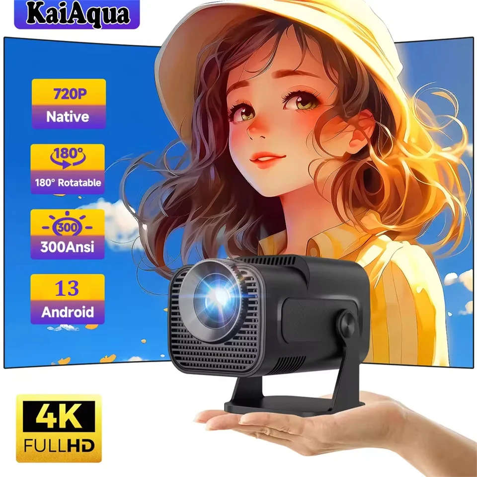 KaiAqua Android13 300ANSI HY320 Projector 4K Native 1280*720P Dual Wifi6 BT5.0 Cinema Outdoor Portable Projcetor Upgrated FY300