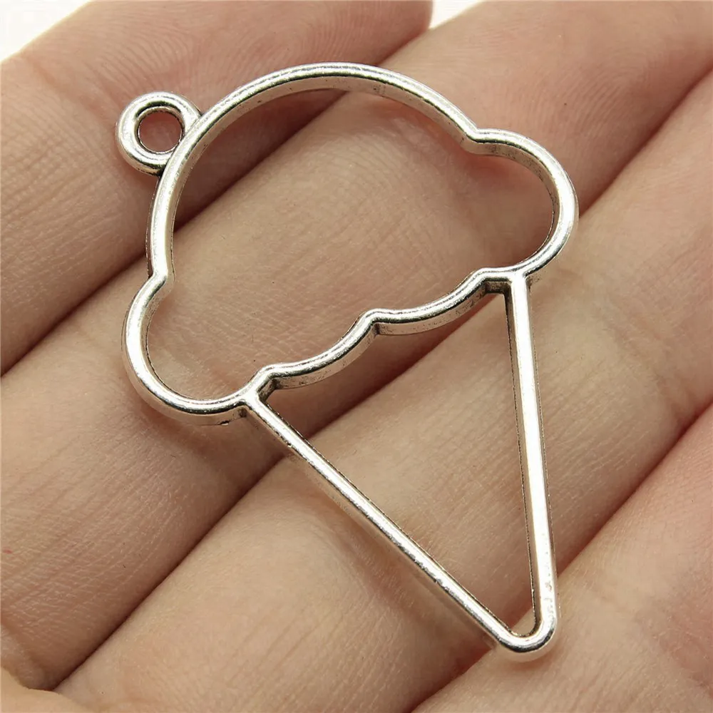 

For Jewelry Making Ice Cream Metal Frame Charms Items Car Pendant 10pcs