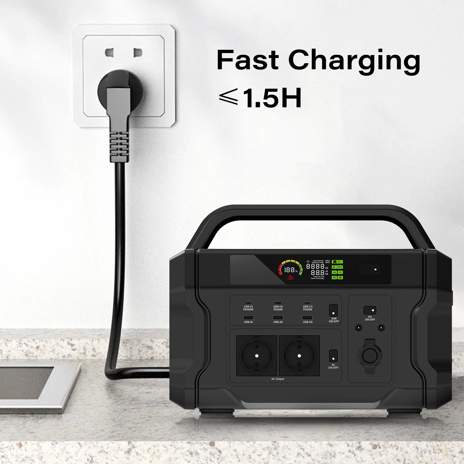 YYHC- 1200W Energy Storage Battery Solar Charger Power Station Portable Charging Station Portable Power