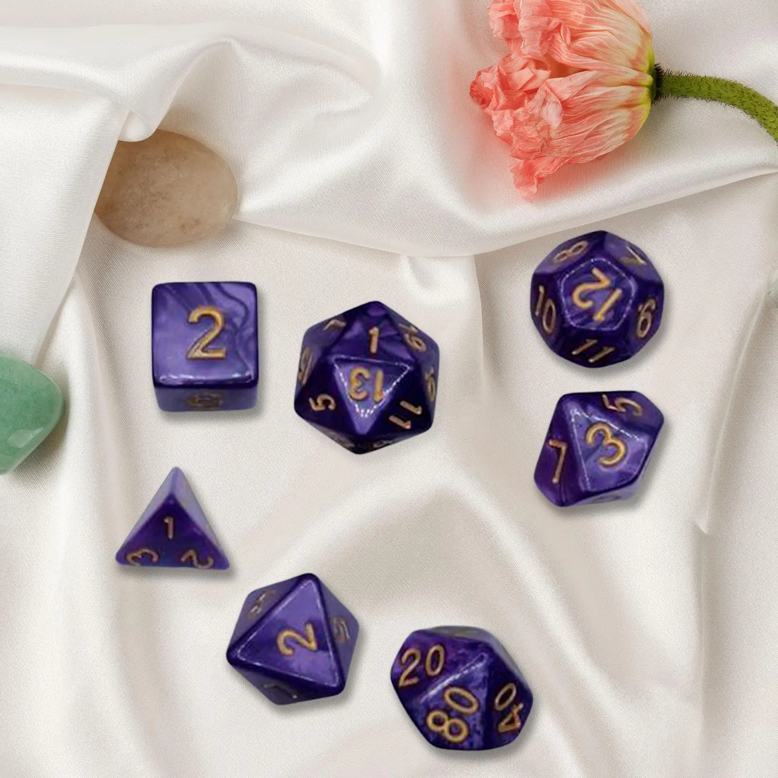 

7Pcs Polyhedral Dices Set Lightwheigt for Collection Math Teaching Game