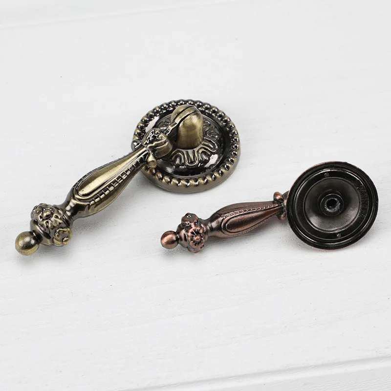 green emerald velvet dress 1 (ONE) Antique Solid Brass Ring Pull, Drop Ring Drawer pull. – UpperDutch main image 1
