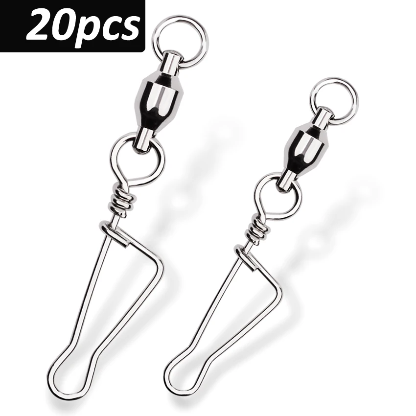20pcs/bag Rolling Barrel Fishing Swivels T Shape Nice Snap Lure Connector Fishing Tackle Saltwater Emerillon Peche Pesca