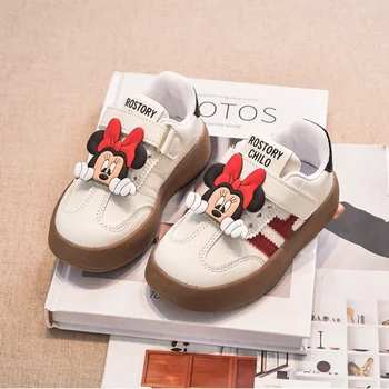Disney Children's Casual Shoes Cute Minnie Girls Sneakers Fashion Mickey Boys Sport Shoes Anti-slip Soft Sole Kids Board Shoes 2