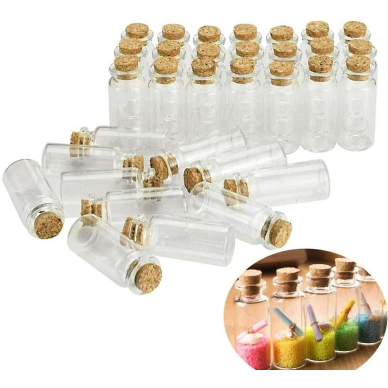 Mini Small Clear Glass Bottles with Cork Stopper Tiny Vials Jars