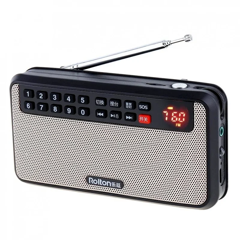 휴대용 FM 라디오 스피커 TF 카드 스피커 LED 디스플레이 서브우퍼 MP3 음악 플레이어/손전등 기능 포함 가정/야외용