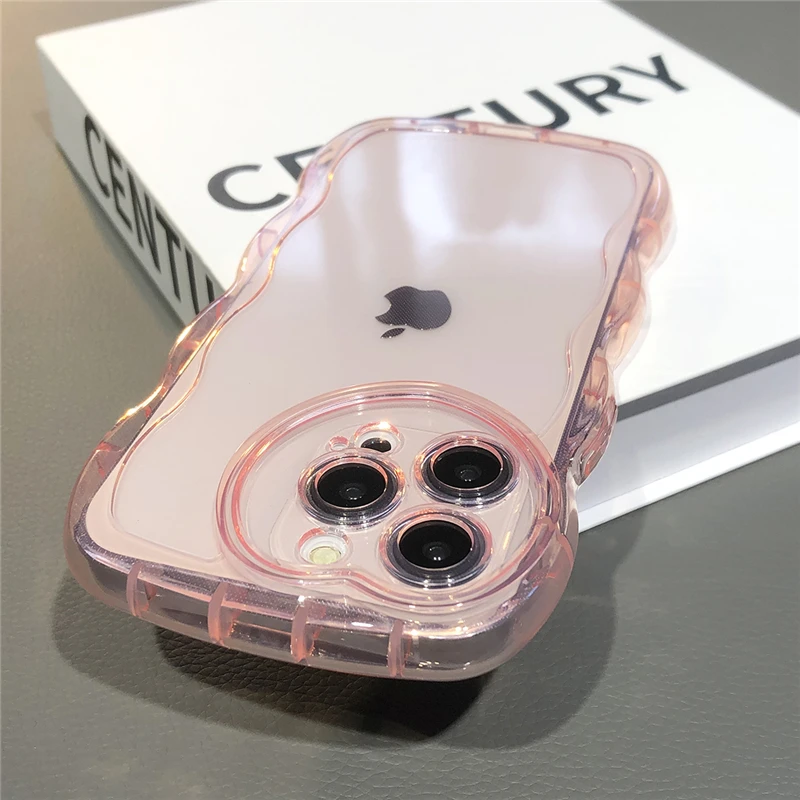thumbnail image 1 of Love Heart-funda de protección para lente de cámara para iPhone, carcasa de silicona suave transparente, rizada, ondulada, a la moda, 13, 12, 11, 14 Pro Max, X, XR, XS Max, 15, 1 of 5