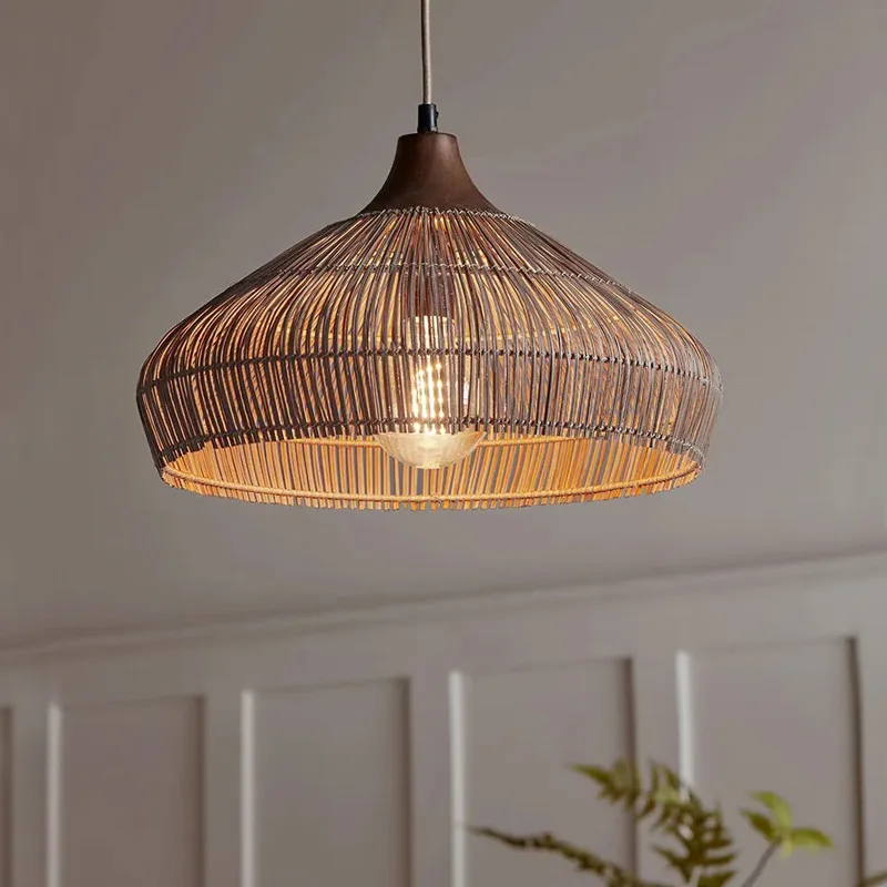 

Retro Rattan Lamp Handmade Pendant Lights Chinese Style Loft Hanglamp Kitchen Light Fixture Dining Room Suspension Luminaire