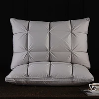 Luxury 2pcs Goose Down Feather Pillows 3D Bread Pleated Neck Protection 100% Cotton Cover Bed Pillow for Sleeping Hotel Quality 2