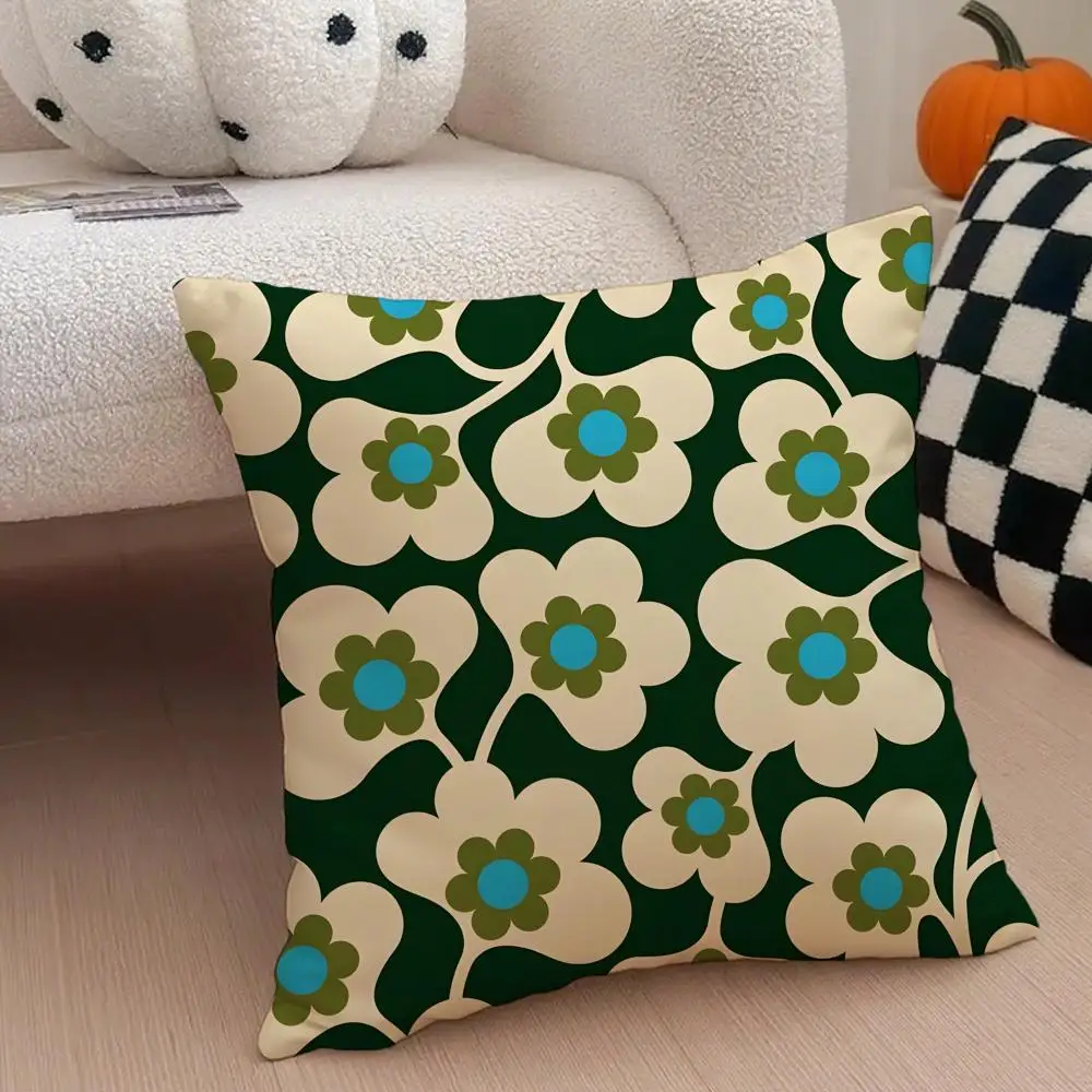 레트로 아일랜드 디자이너 O-Orla Kiely 쿠션 커버 투척용 베개 커버 숨겨진 버튼 내구성 있는 폴리에스테르 의자 쿠션