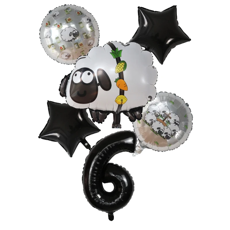 6 Stück weiße Schafe-Folienballons für Kinder, Geburtstagsparty-Dekoration, Babyparty, Hochzeit, Ehe, Zimmerballons – Detail 6