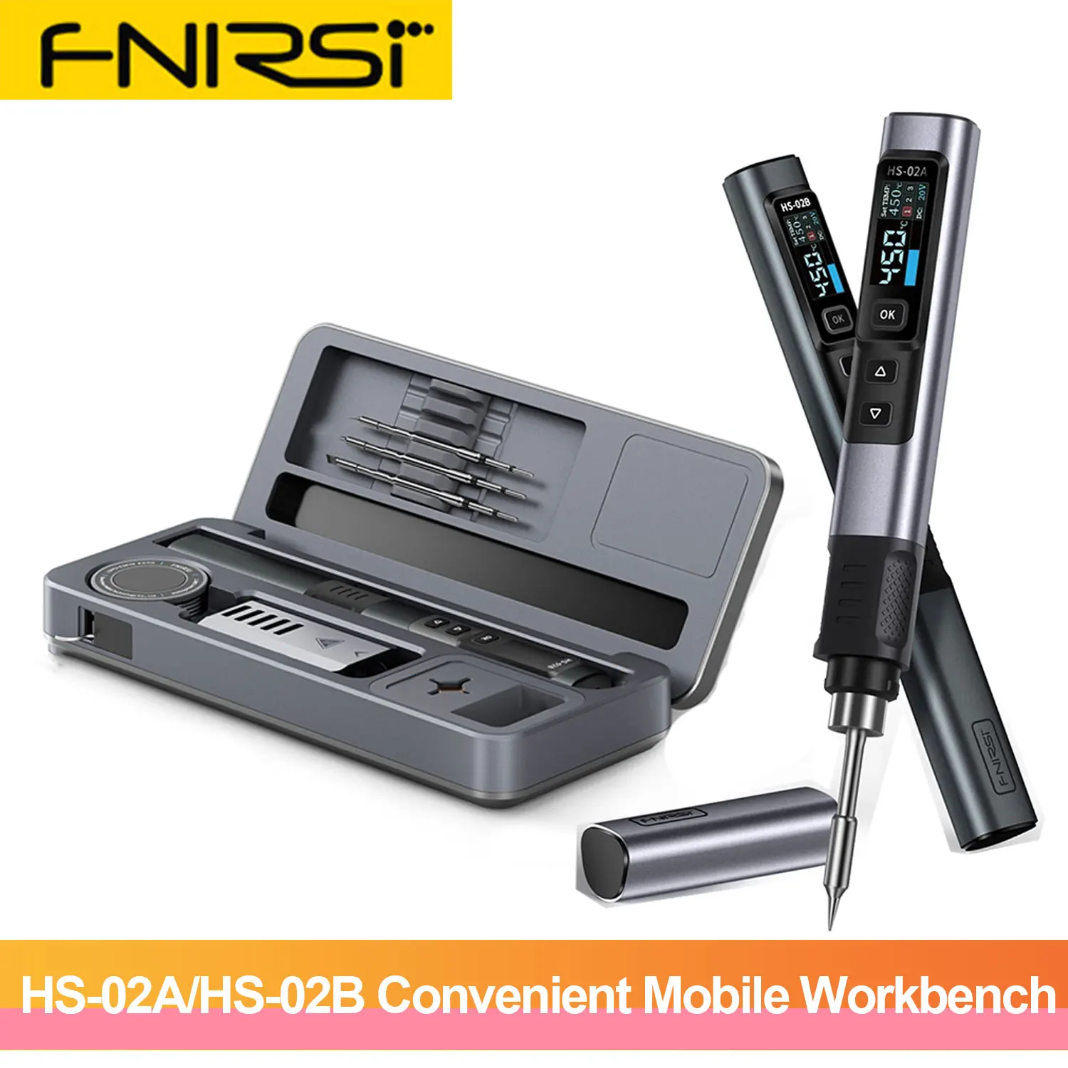 FNIRSI HS02B Original Smart Soldering Iron HS-02 Convenient and Fast Mobile Workbench Storage Box Soldering Iron Set