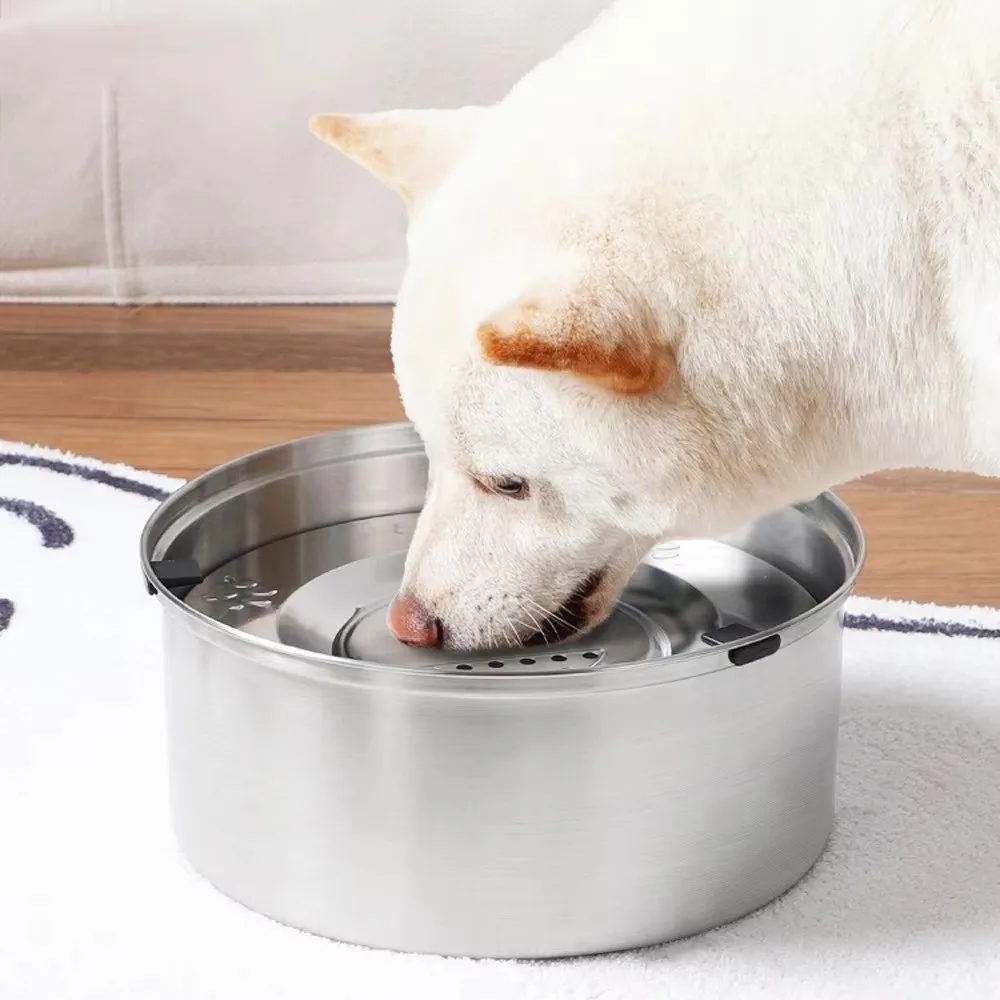 Stainless Steel Dog Water Bowl Anti-Spill Non-Slip Base Pet Water Feeder Portable Anti-Splash Dog Water Dispenser Outdoor