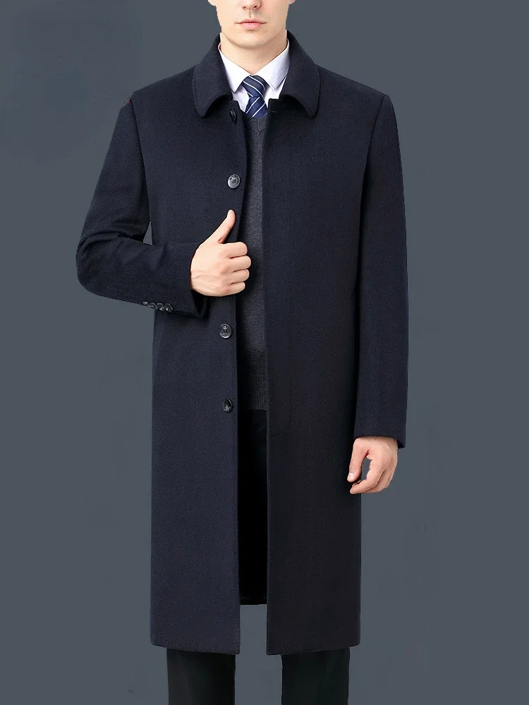 가을 겨울 85% 캐시미어 코트 남성 무릎 길이 울 재킷 비즈니스 캐주얼 큰 사이즈 옷 남성 의류 루즈핏 따뜻한 상의 6XL