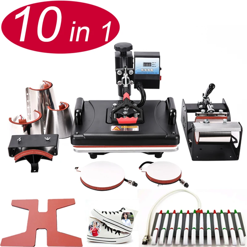 

Tumbler Press Heat Press Machine Tumbler Sublimation 10 In 1 Combo Shoes Printing Machine Heat Press For Shoes Pen Mug T-shirt