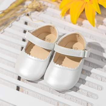 KIDSUN Spring neonato Pu Baby Dress Girls Shoes suola in gomma antiscivolo First Walker Toddler White Dance scarpe da sposa per ragazza 1