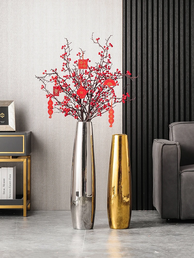 Nordic Light Luxury High-End Floor Large Vase Decoration Living Room Flower Arrangement High-Grade Living Room TV  Decoration