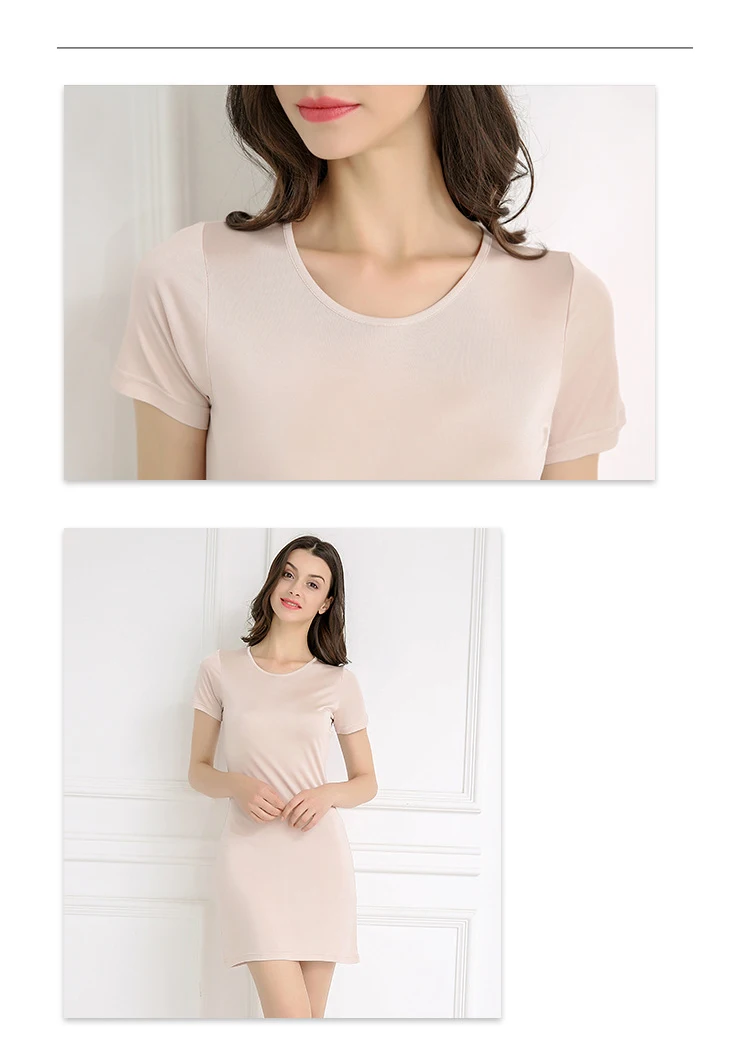 Description Picture 6 of itemWomen's 50% Silk 50% Viscose Knit Stretchy Short Sleeve Full Slip Sleepwear Nightgown Nightdress XS327