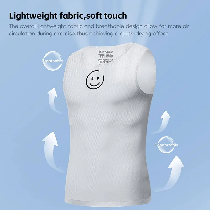 WEST BIKING Cycling Jersey Men Bike Vest Shirt MTB Bike Bicycle Mesh Breathable Underwear Male Running Hiking Sport Jersey