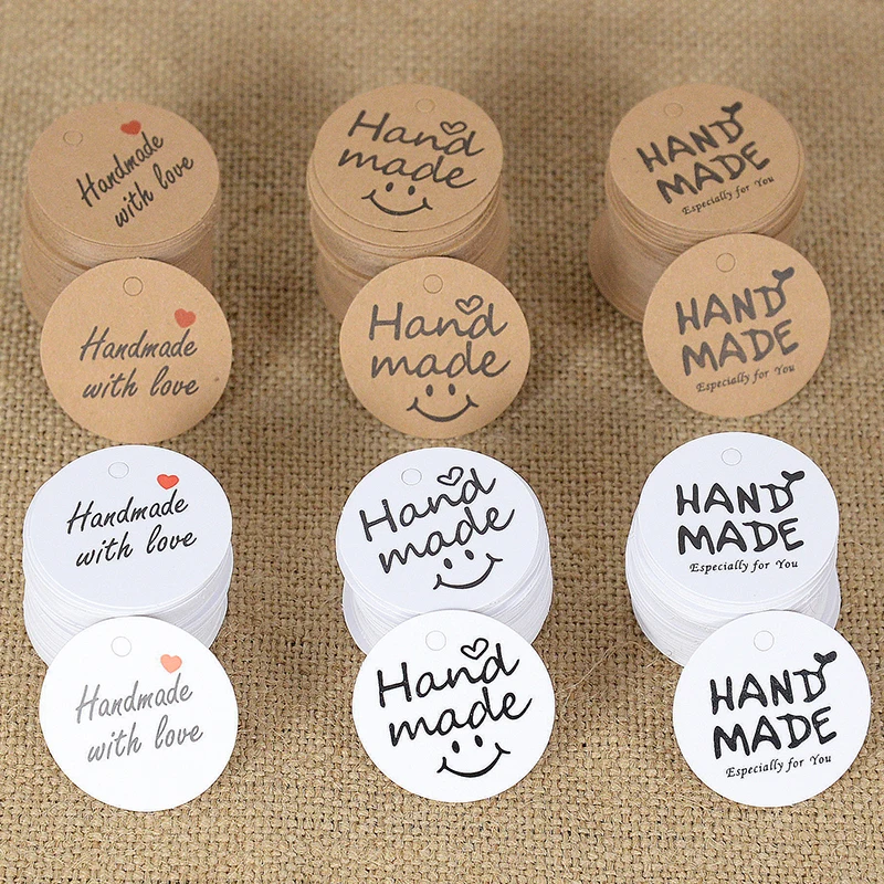 Bulk Set of 100 Handmade Kraft Paper Gift Tags with Hemp Ropes