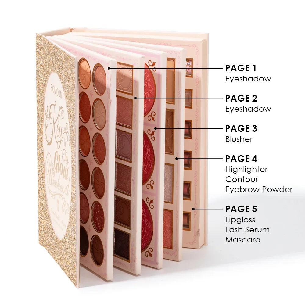 5‑Page Full Face Makeup Kit, Matte & Shimmer Eyeshadow, Blush, Contour, Lip Gloss Mascara for Versatile Makeup Looks - 4