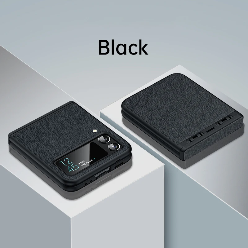 Leather Hinge Case with Retro Litchi Pattern - Shockproof Slim Ultra Thin Cover