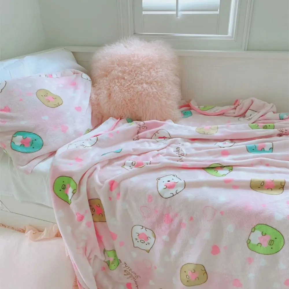 부드럽고 따뜻한 플란넬 담요, Sumikko 구라시 시트, 침대보 소파, 기계식 세척 플란넬 담요