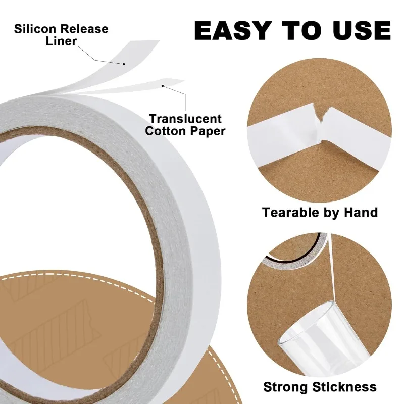 Versatile Double-Sided Sticky Tape for DIY, Home, Office, and School Projects