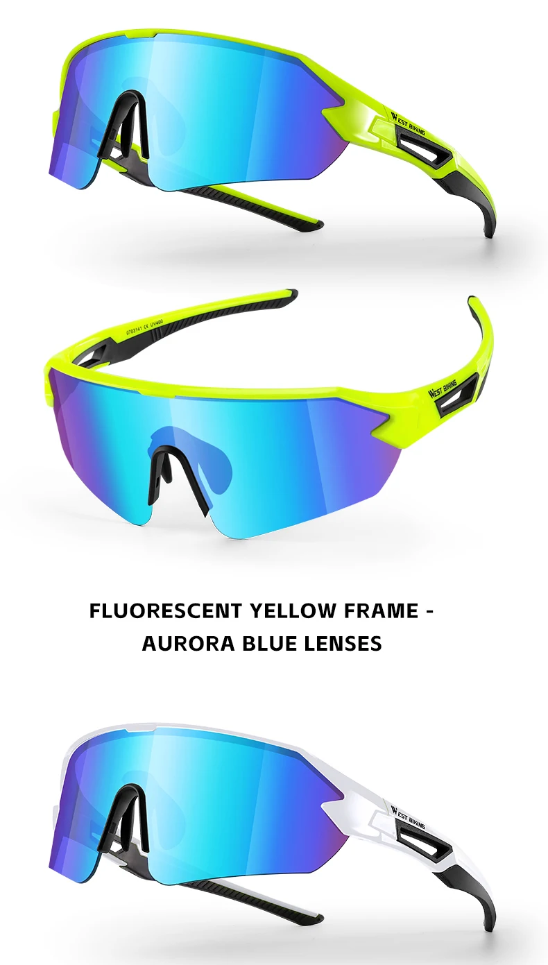 WEST BIKING Fahrradbrille Leichte Großrahmen-Sonnenbrille HD MTB Rennrad Winddichte Schutzbrille für Männer und Frauen Sportbrillen – Detail 19