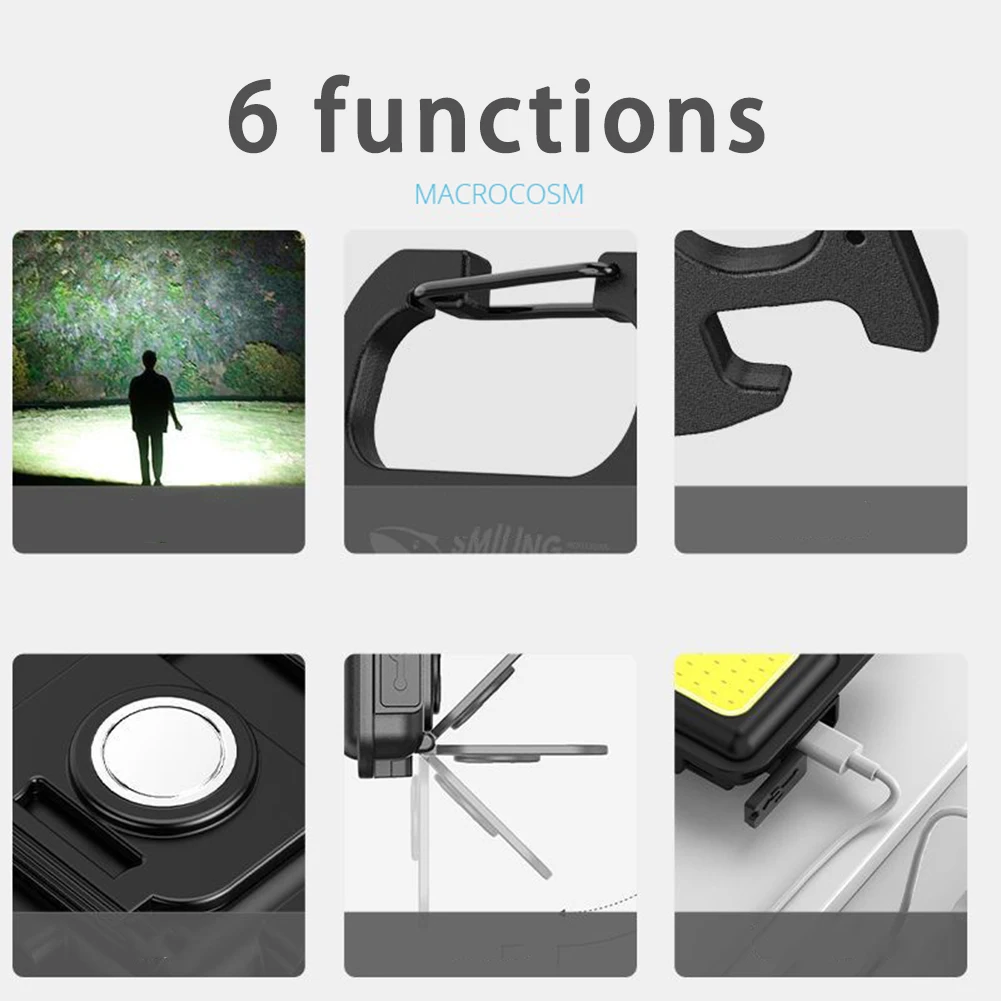 Mini LED Flashlight Cob Keychain 500 Lumens Multifunctional Outdoor Work Lamp