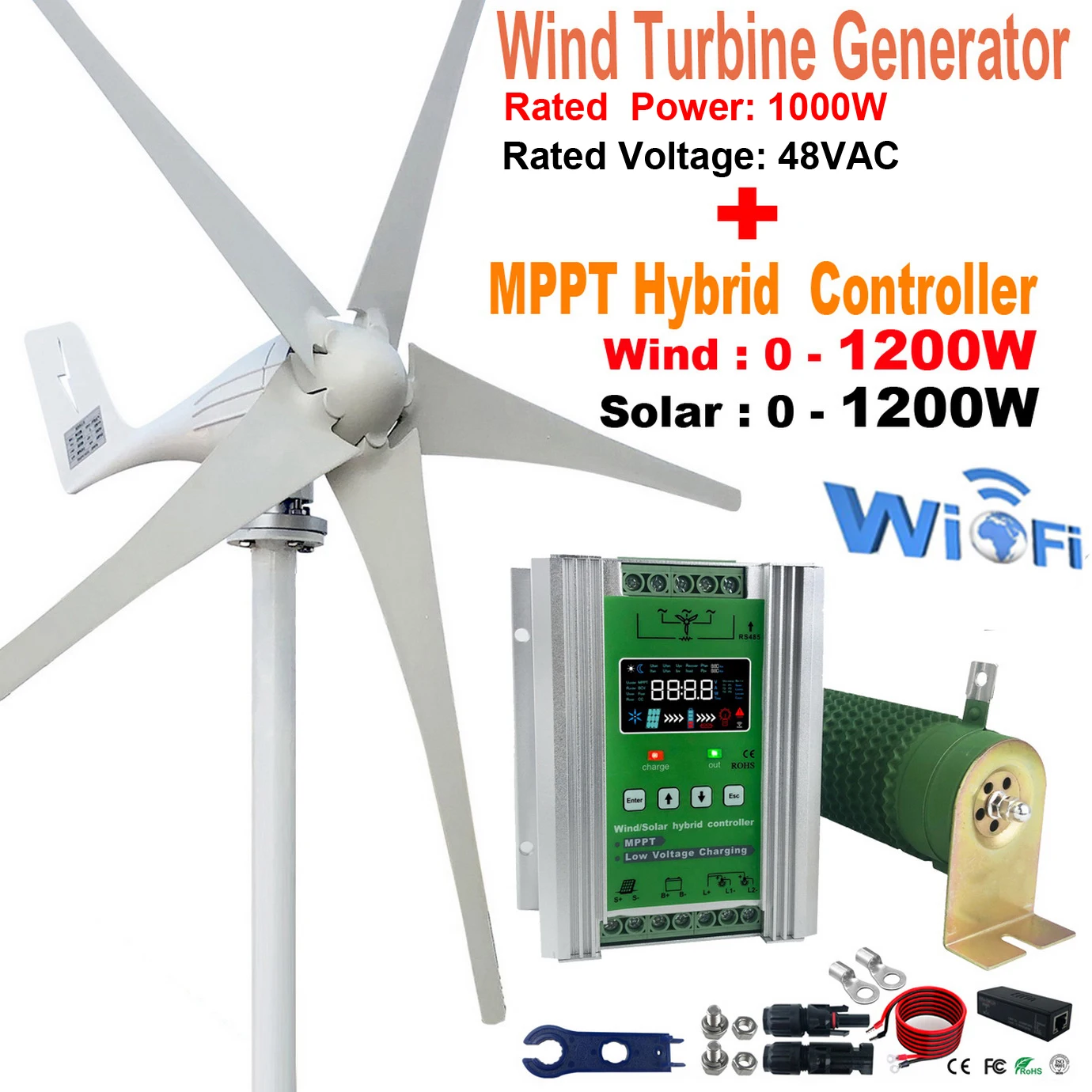 Buy 600W 800W 1000W Wind Turbine Generator 12V 24V 48V Suitable