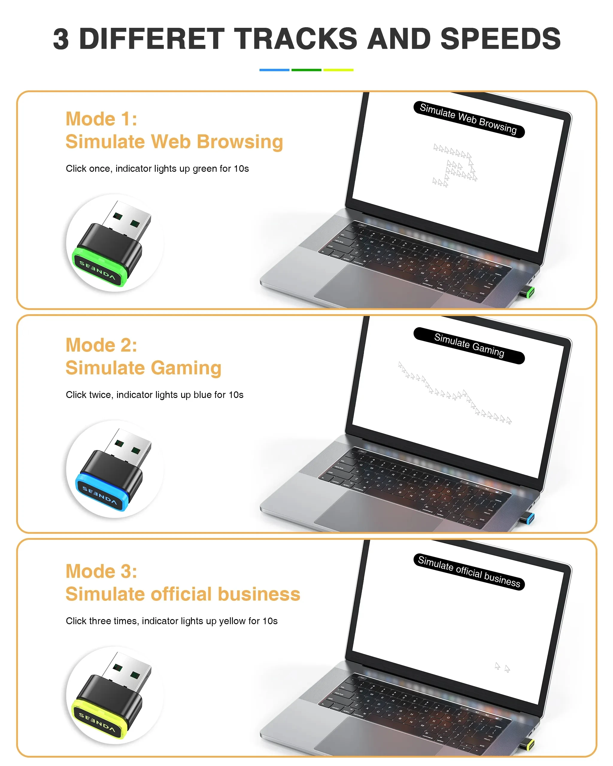 Mouse Jiggler USB Driver-Free Shaker Mechanical Undetectable Mouse Mover Simulator Smart Keeps Computer/PC/Laptop Awake