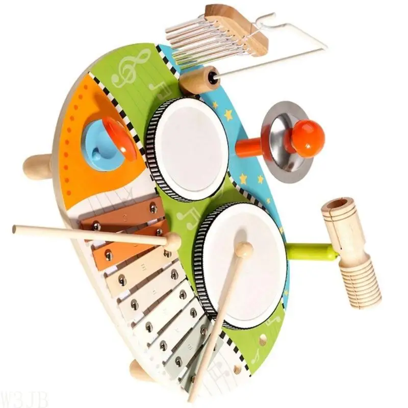 W3JB Hölzernes Kleinkind-Musikset mit multifunktionalem Schlaginstrument, geeignet für den – Detail 9