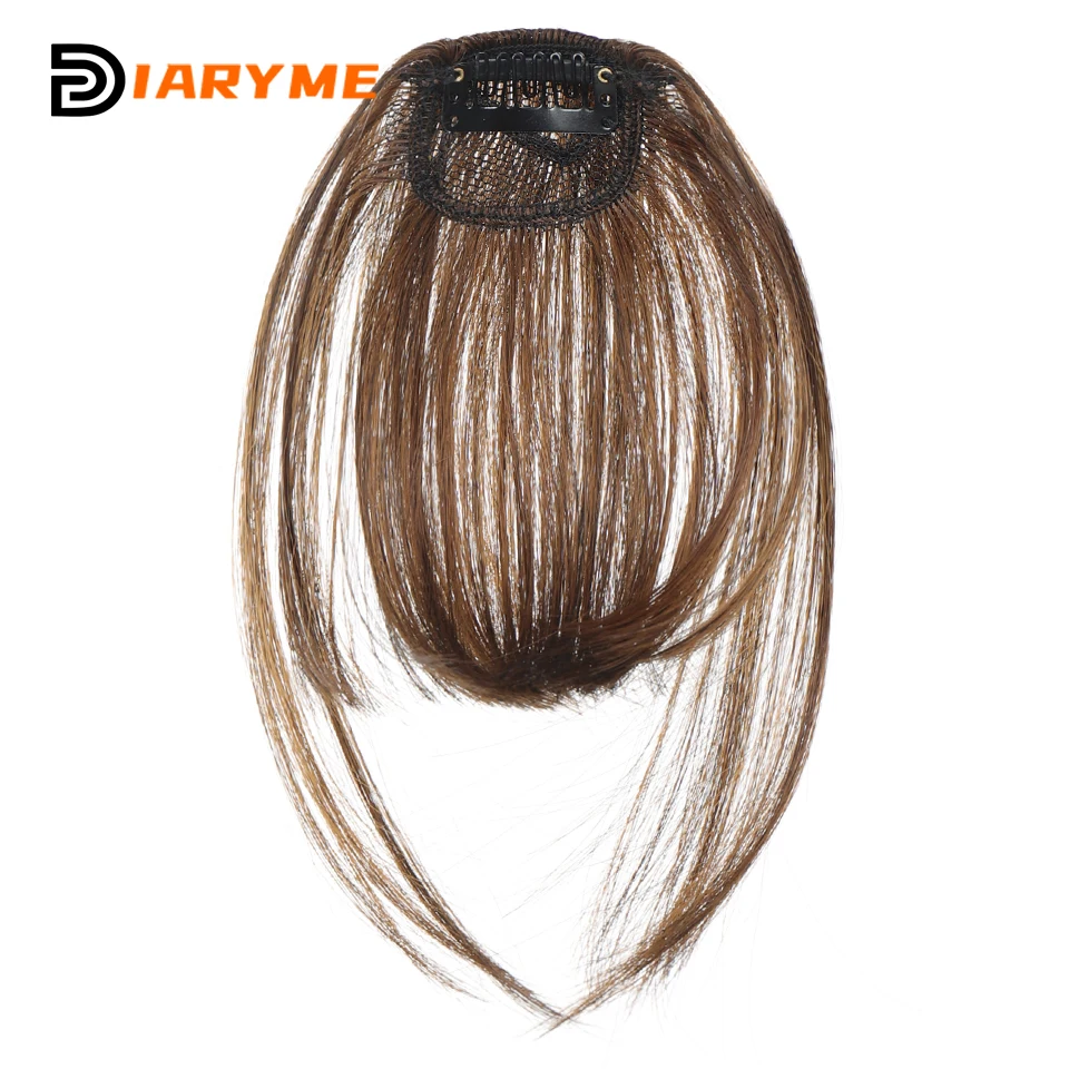 Straight Clip In Fringe bangs Synthetic Fiber Light Brown Black Air bangs Hair Extension Natural Hair Bangs For Women False Bang hair extensions hair bangs