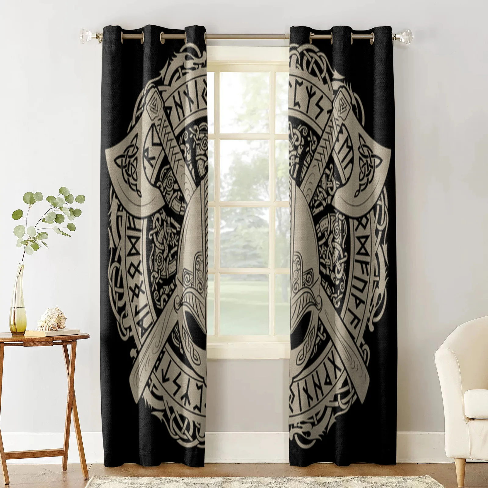 Viking Pattern Window Curtain For Living Room Bedroom Luxury Home Kitchen Decor Items Curtains 2