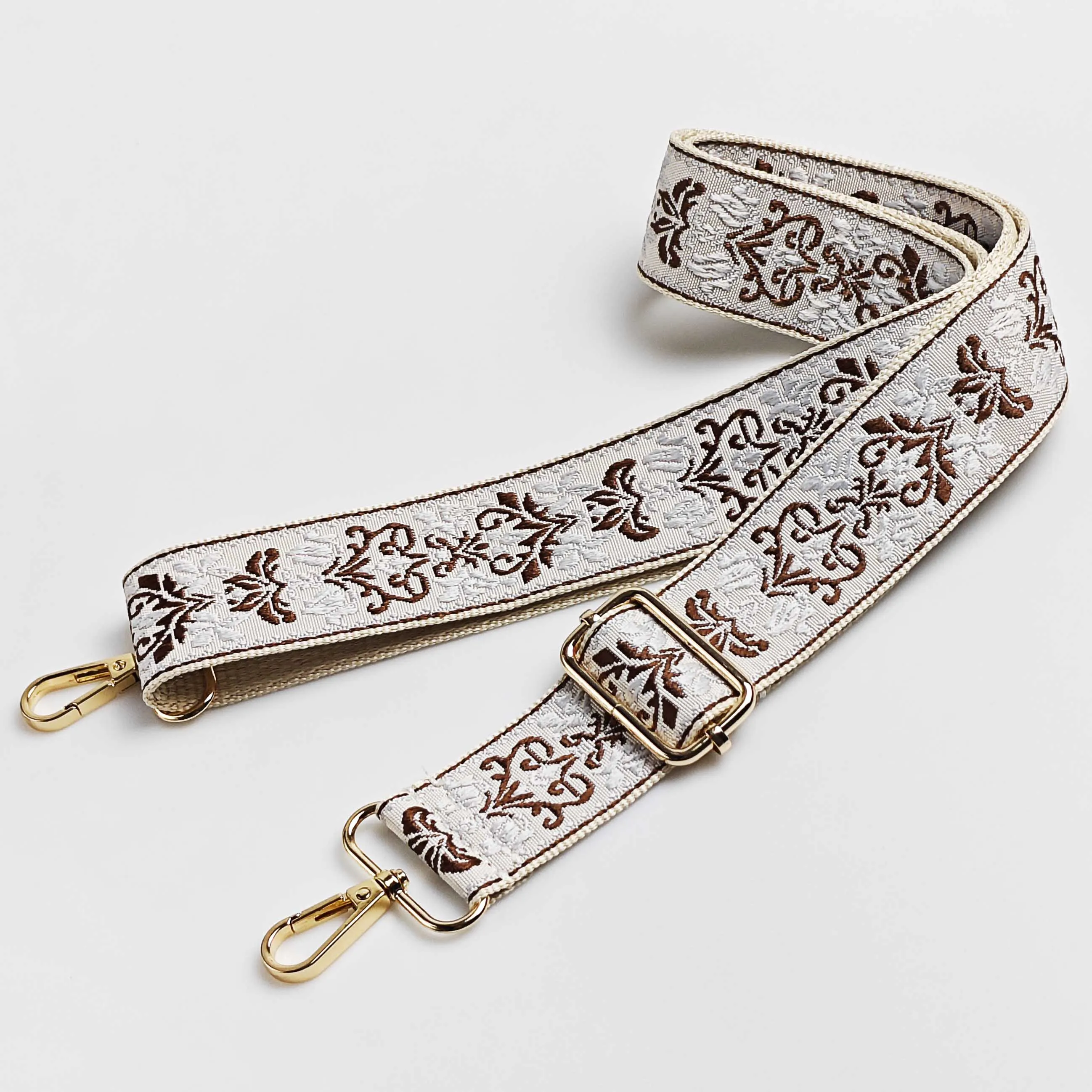 รูปสินค้า กระเป๋าถือสายคล้องไหล่ ลายดอกไม้ Jacquard 1.5 นิ้ว สวยหรู