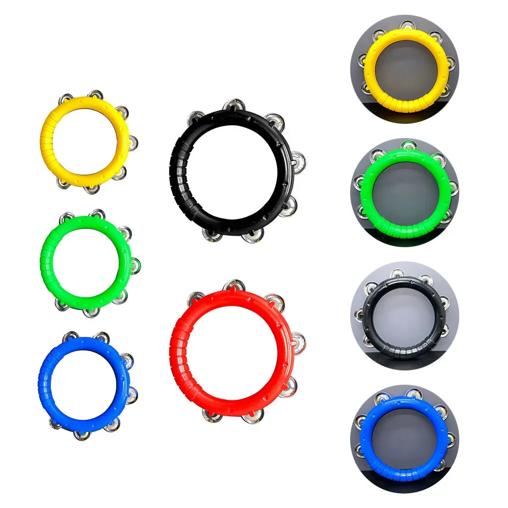 Tambourine Round Shape Grip Handle Hand Bell Jingles For KTV Dance Lead Party Church Christian Dance Tambourines Drum